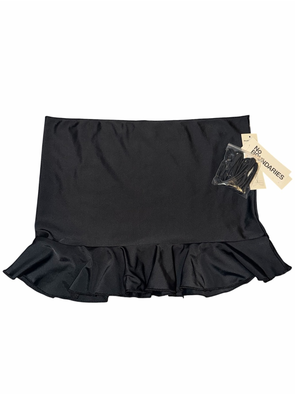 No Boundaries Black Ruffle Swim Mini Skirt